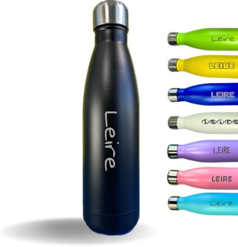 Botella térmica con Nombre - Botella agua personalizada - Acero inoxidable Doble pared - libre de BPA - Bebidas frías 24h y Calientes 12h - Múltiples personalizaciones colores y tamaños (Negro, 500ml)