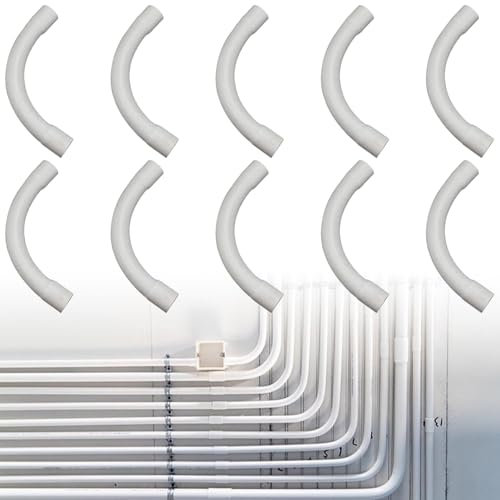 PVC Rohrbogen M20 90° für Elektrorohr Stangenrohr Leerrohr Gemufft Kabelkanal,10 Pcs Leerrohr für Erdkabel,für Elektroleitung,20mm,für Glasfaserkabel,Kabelrohr,Weiß