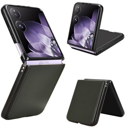 Cassa protettiva Custodia sottile in fibra di carbonio compatibile con Xiaomi Mix Flip Case, custodia protettiva antiurto in pelle ultra sottile, custodia a libro in pelle PC+PU .Smartphone slim cover