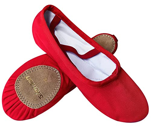 s.lemon Ballet Shoes for Girls,Canvas Ballet Slipper Ballerina Dance Flats Gymnastic Shoe Kids Adult SF Red 36EU