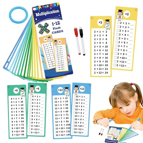 Flash-kort multiplikation, flash-kort multiplikation Dubbelsidig pedagogisk | Multiplikationstabeller för barn Lärspel, barns inlärningsstadium, klass 1 till 3, klassrum,