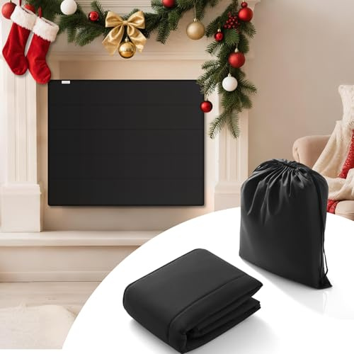PAWBOSE Copertura magnetica per camino, blocca la perdita di calore e tiene fuori le correnti d'aria con 12 forti magneti integrati per telaio del camino in ferro, 99 x 81 cm