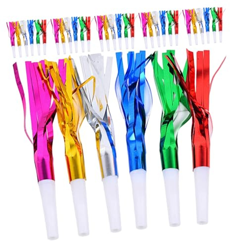 KONTONTY 60 Piezas De Silbatos De Cumpleaños Juguetes Novedosos Para Fiestas Silbatos Con Flecos Trompetas Para Fiestas