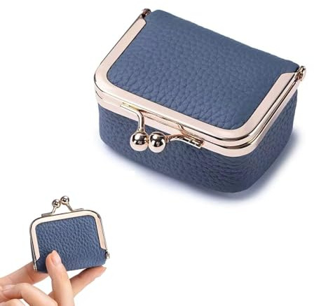 SHOFUL Travel Jewellery Box, Small Jewellery Case, Jewellery Case with Kiss Lock, Mini Travel Ring Box for Women for Earrings, Rings, Necklaces, Bracelets (Blue)
