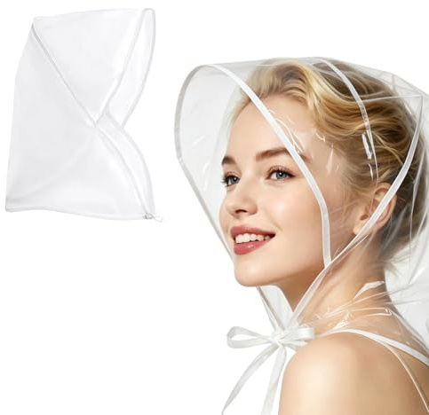 QTORCHE Bonnet de Pluie Femme Lot de 6, Chapeau Imperméable avec Visière Transparente, Protection Cheveux Contre la Pluie, Léger Pliable, Capuche Pluie Coupe-Vent pour Voyage et Sortie