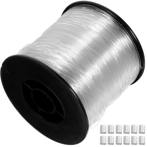 NESTINGHO Cordón para Colgar Marcos de Fotos Invisible de Nylon, 60 Piezas de Aluminio, Cuerda Resistente para Bricolaje y Decoración en Interiores, Kit Completo de 200 Metros
