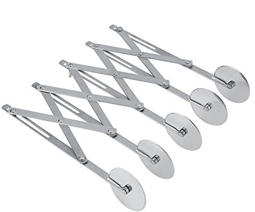 Stainless Steel Pizza Cutter, Retractable Pizza Hob, Non-Stick Dough Cutter Divider, 5 Wheels Adjustable Cutter Roller Tools for Cookies Pastry Dough Pizza - Home Kitchen Cutting Wheel Tool