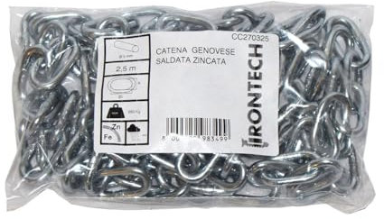 Chaîne génoise prédécoupée diamètre 5 mm en acier galvanisé 5 m