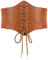WERFORU Frauen Tied Waspie Gürtel,Breiter Schnürgürtel Korsett Elastische Taille Gürtel für Halloween Party Braun