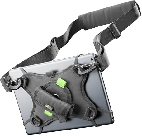 Cellularline - Handle Case - 360° drehbare Tablethülle mit Silikongummi, Tragegriff, verstellbarem Schultergurt und Stifthalter - Für Tablet-Displays bis 10,5 - Schwarz