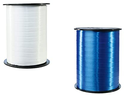 Clairefontaine 601729AMZC - lotto da 2 bobine di nastro liscio - 500mx0,7 cm - imballo regalo, accessorio da decorazione - Blu/Bianco