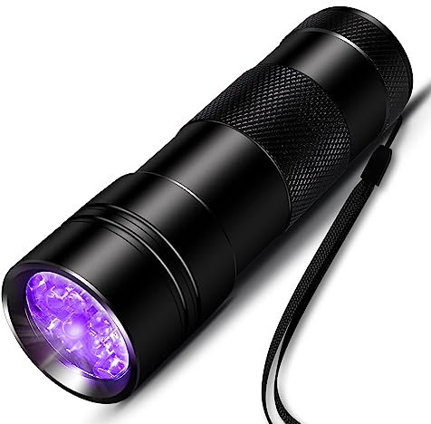 INF Flashlight UV Black Light, 12 LED Flashlight, 395nm Ultraviolet Light for Geocaching, Pet Urine Detector, Pet Urine Detector etc.