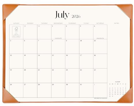 Simplified Desk Calendar 2026 with Desktop Mat, Cabbrix Large Desk Pad Calendar 21 x 16-1/2 Including January 2026 to June 2027 Desk Blotter Calendar for Home School and Office (Brown)