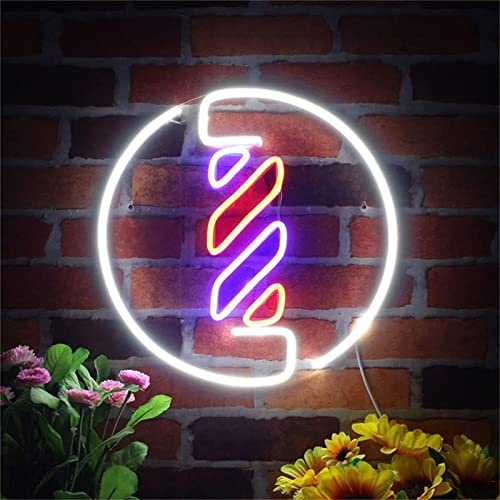XCC Poste de barbero Letrero de neón Luz de Modelado LED Letrero de Letras Luminosas Panel de acrílico Luz Decorativa de neón, 30X30cm (Color : A)