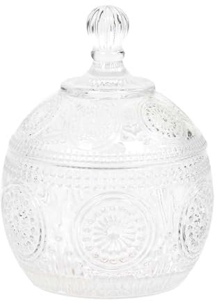 Home Deco Factory, KA6236, Porta Caramelle Rotondo in Vetro Trasparente, Design Elegante per Caramelle e Piccoli Oggetti, Ideale per Arredare Interni, Dimensioni 9 cm, Colore Trasparente