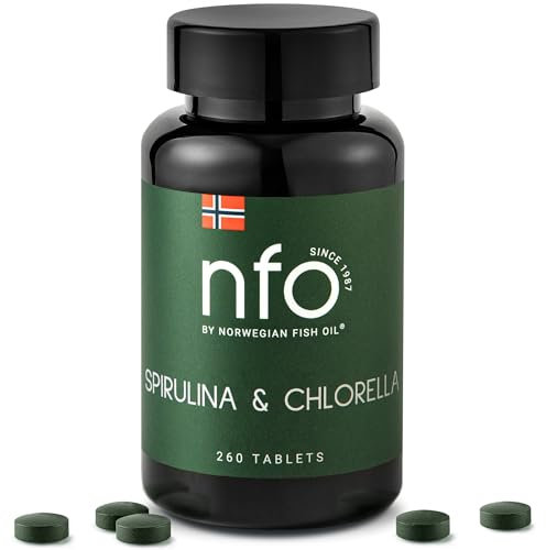 NFO SPIRULINA & CHLORELLA [260 Tabletten] Natürlicher hochdosierter Komplex, Eine echte Kombination aus Superfoods in einer Tablette für maximale synergistische Wirkung, Hergestellt in Finnland