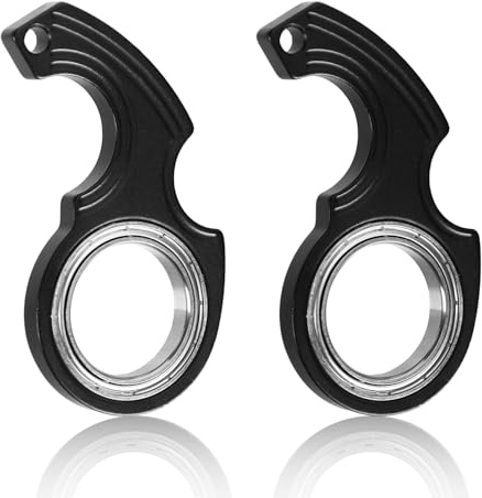 2stk Schlüsselanhänger-Spinner, Zappelspielzeug Tragbar Finger-Spinning-Schlüsselanhänger mit 2stk Schlüsselring Schlüsselhalter-Spielzeug für Erwachsene Jugendliche Fingertraining (Schwarz)