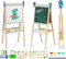 3 in 1 Kinder Staffelei mit Papierrolle, Faltbare Doppelseitiges Whiteboard und Kreidetafel Holz Kunst Staffelei Höhenverstellbar mit Aufkleber Malzubehör Ablageschale für Mädchen Jungen ab 3 Jahre