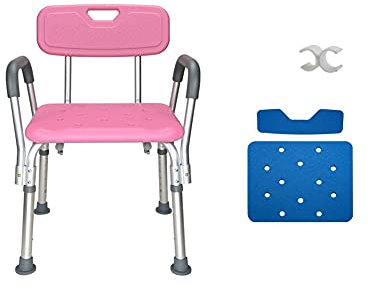 RUHEN Taburete de Ducha con Asiento Acolchado médico, Banco de Transferencia con Respaldo, Suministros médicos, taburetes de Ducha, Silla elevadora de bañera Antideslizante con Brazos para bañera