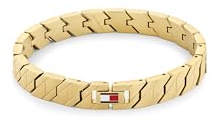 Tommy Hilfiger Jewelry Pulsera de Eslabones para Hombre en Oro Amarillo con la Icónica Bandera- 2790620, Gold