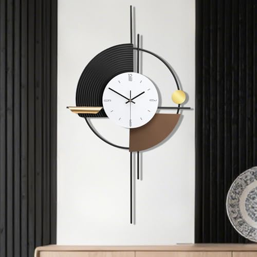 EMITDOOG Modern Wall Clock for Living Room,Large Decorative Wall Clock,Digital Creative Silent Clock Battery Operated for Kitchen/Entryway/Bedroom/Office/Dinning Room Metal Wall Decor，17.5 * 31 Inch