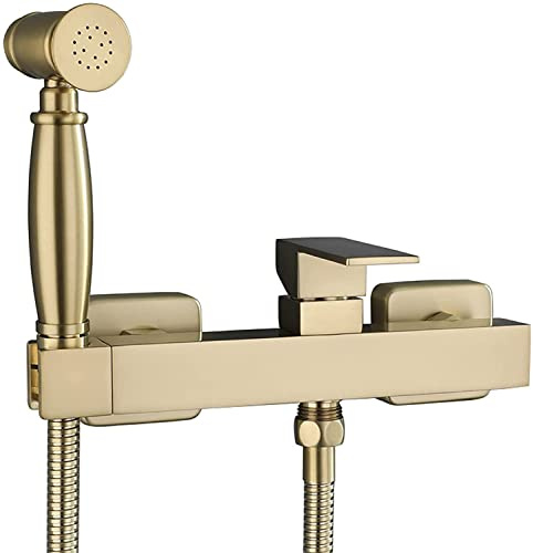 Bidet portatile manuale, Bidet spruzzatore for WC oro spazzolato montaggio a parete kit 3 pezzi con tubo flessibile da 150 cm
