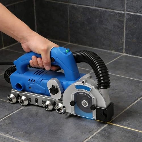 Máquina eléctrica de limpieza de costuras de azulejos con profundidad de corte ajustable y hojas de sierra para eliminar cemento viejo y agente de calafateo