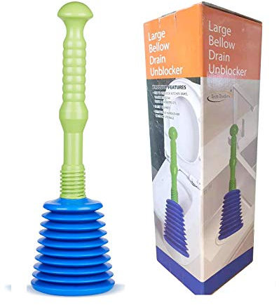 Large Powerful Drain and Sink Plunger for Kitchens, Bathrooms, Sinks, Baths, Waste Pipes and Showers.Commercial Style Heavy Duty, Powerful,Large Bellows