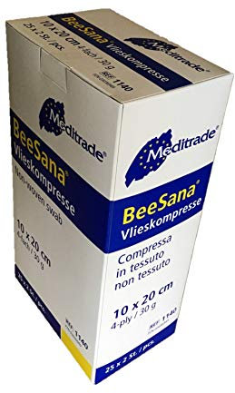 50 Stück Vlieskompressen steril 4-lagig BeeSana® 10 cm x 20 cm weiß es**
