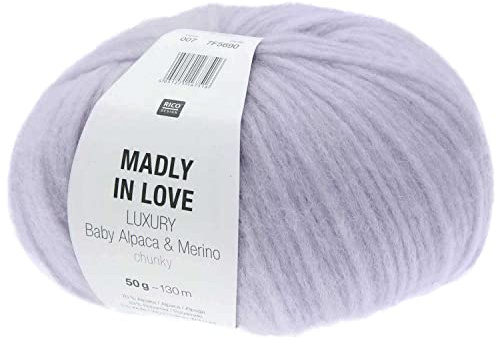 Rico Design Madly In Love Luxury Baby Alpaca & Merino Chunky Farbe 007 Flieder, Wolle aus Babyalpakawolle und Merinowolle zum Stricken oder Häkeln