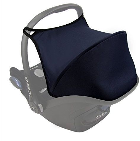 BAMBINIWELT Sonnenverdeck Sonnendach Sonnenschutz für Babyschale kompatibel mit Maxi Cosi CABRIO-FIX + GRATIS Gurtpolster (marine)