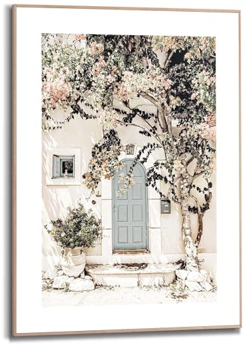 REINDERS Gerahmtes Bild, Tür in Griechenland, Wohnzimmer, Bilder, Wanddeko, Room Decor, MDF, Beige, 70 x 50