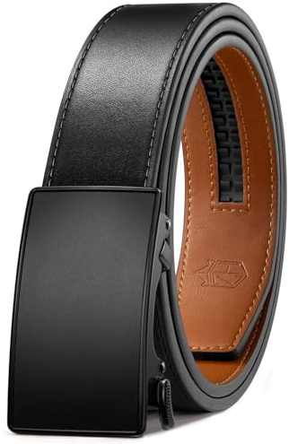 Zitahli Ratchet Belts for Men,Adjustable for Gift mens belt Leather For Dress and Casual,Hiding Tail-Trim to Fit,Men's Accessories 30-36