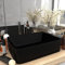 Homgoday Luxus Waschbecken mit Abflussloch Aufsatzwaschbecken Waschtisch Waschplatz Handwaschbecken Aufsatzwaschtisch für Badezimmer Matt Schwarz 41x30x12 cm Keramik