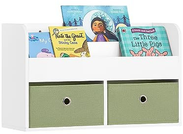SoBuy KMB81-W Kindergarderobe Kinderregal Bücherregal für Kinder Wandregal Hängeregal Wandgarderobe Garderobenleiste Kinder weiß BHT ca. 60x36x20cm