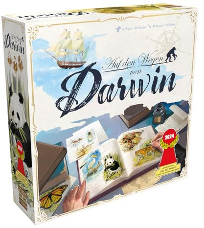Sorry we are french, Auf den Wegen von Darwin, Familienspiel, nominiert zum Spiel des Jahres 2024, 2-5 Spieler, Ab 8+ Jahren, 30 Minuten, Deutsch