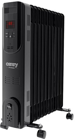 CAMRY PREMIUM CR7813 Elektrisk oljevärmare, 2 500 W effekt, 11 ribbor, LED-display, 3 effektinställningar, timer, fjärrkontroll, hjul