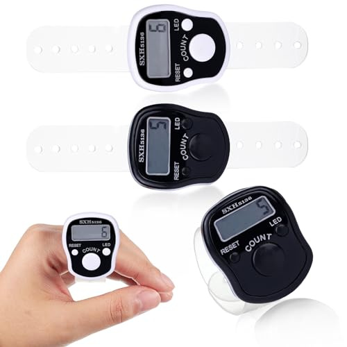 2 Pcs Tally Counters, Electronic Finger Counter 5 Digits Led Stitch Counter Golf Counter, Hand Tally Counter Tally Lap Counter, Mechanical Digital Finger Counters, Clicker Counter with Handheld Ring