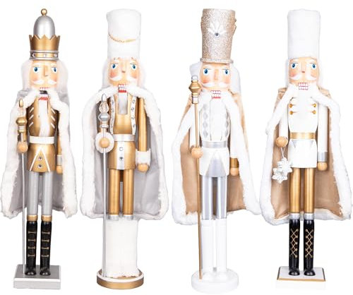 SHATCHI 50cm Gold Wooden Christmas Nutcrackers Soldiers King Puppet Large Figurines Xmas Home Decoration Ornament -Supplied Any One