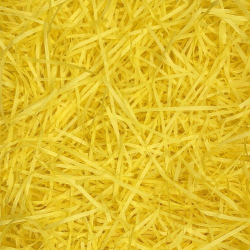 LKQBBSZ Confezione di erba pasquale in rafia riciclabile, per cestino pasquale, riempitivo per uova creative, riempitivo per confezioni regalo (giallo)