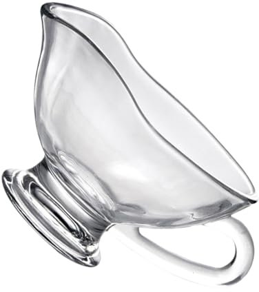 LIFKOME Glass Sauce Boat and Sauce Cup 210ml Borosilicate Glass Condiment and Seasoning Vessel for Western Food, Jam, Coffee Creamer, Honey Serving