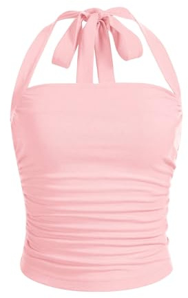GORGLITTER Dam halterneck topp Y2k sommar crop top party festival outfit, ROSA, S