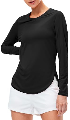 JTSONN Maglia Anti UV Donna Protezione Solare UPF 50+ Maglietta Sportiva a Manica Lunga da Donna Protezione UV per Yoga Pilates Palestra Corsa Sport T-Shirt