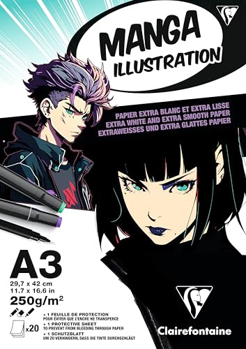 Clairefontaine 976164C bloc Illustration Manga 20 Feuilles blanc A3 250g