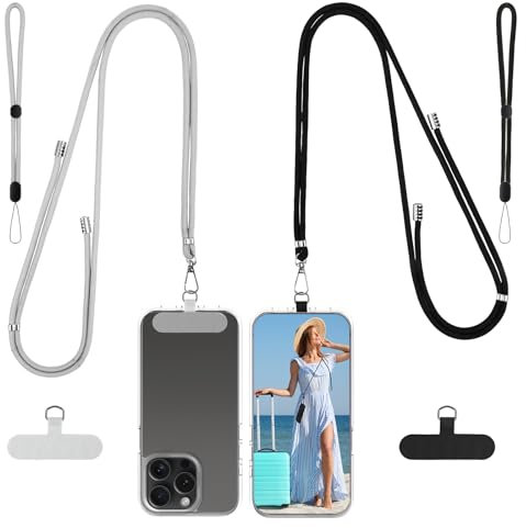 Wanmu Adjustable Phone Lanyard Crossbody-2× Crossbody Neck Strap, 2× Phone Patches, Universal Cell Phones Multifuctional Patch Lanyards, Anti-Theft Phones Wrist Strap Compatible with Most Smartphones