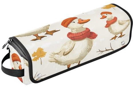 Foiosoh Hair Tools Travel Bag and Heat Resistant Mat Large Capacity Hair Tool Organizer for Flat Irons, Straighteners, Curling Irons, Fall Duck Orange Scarves