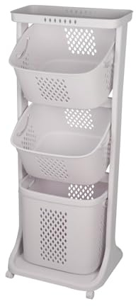 XANNI Chariot à linge, Panier à linge, Organisateur de Vêtements, Corbeille À linge avec 3 Paniers Amovibles avec Roulettes, Portable pour Maison & Salle de Bain