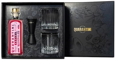 Quarantini Wildberry Gin (500 ml Geschenkset) – Key-Botanicals für beerigen Genuss: Himbeere, Brombeere, Blaubeere und Pink Grapefruit