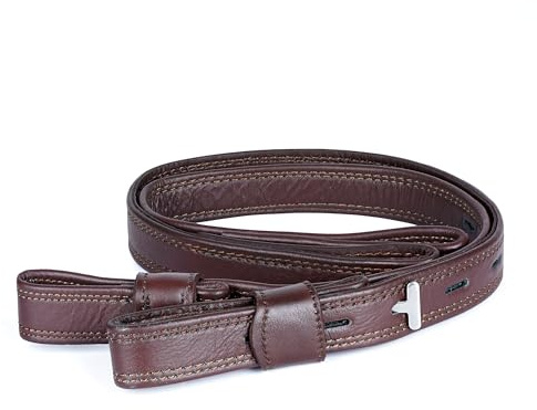 GALLOP SHOP Premium Leather Stirrup Straps, Close Contact Double-Stitched, Horse Riding Equipment (Brown, 60 CM)