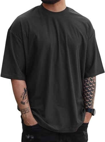 LAOARA T Shirt Oversize Homme Tee Manches Courtes Sport Col Rond Gym Tshirt Eté Légére T-Shirts M-3XL